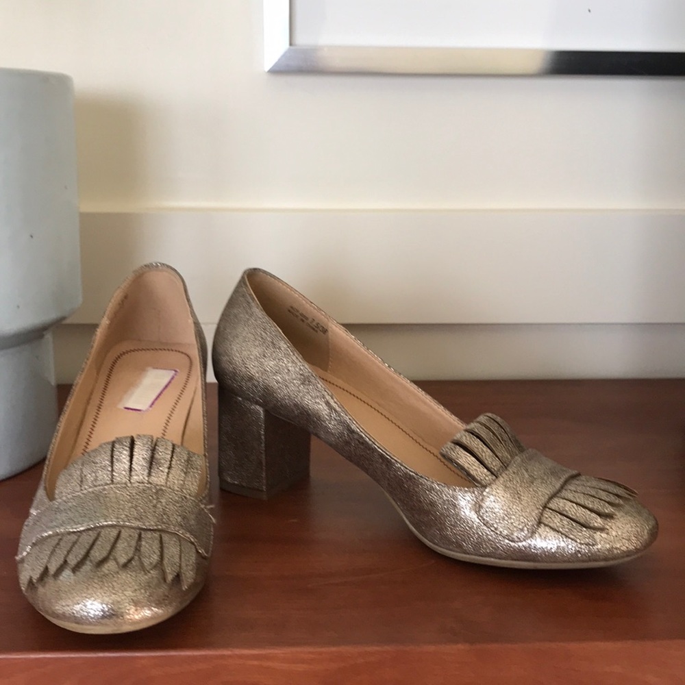 Gucci-style gold loafers